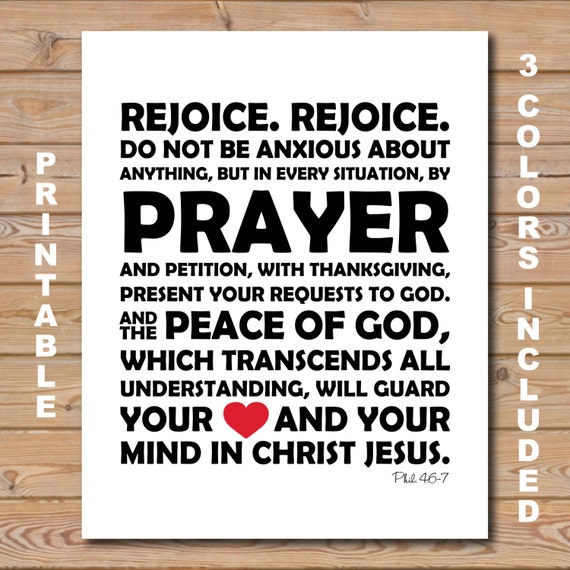 Philippians 46 7 Scripture Printable 8x10 3 Colors Included
