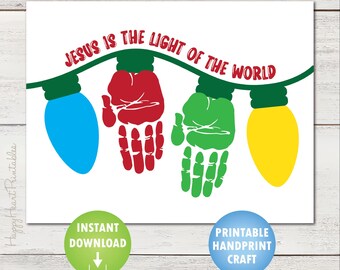 Handprint Christmas Lights Printable Craft Template