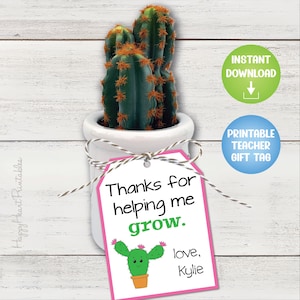Teacher Appreciation Gift Tag - Printable Cactus Gift Tag