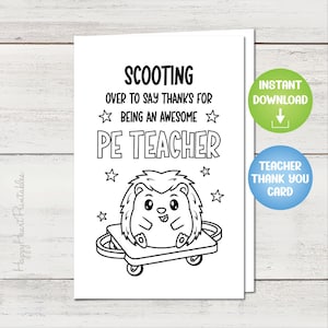 PE Teacher Appreciation Printable Card - Scooter Board