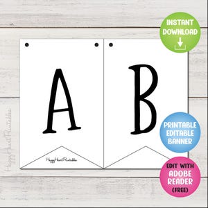 Editable Banner Pattern - Printable Banner Template - DIY Flag Banner