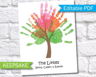 Editable Handprint Family Tree - Baby Handprint - Kids DIY Craft