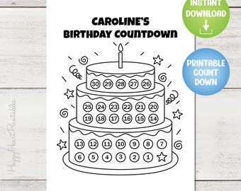 Druckbarer Geburtstags-Countdown - Personalisieren Sie bearbeitbare PDF