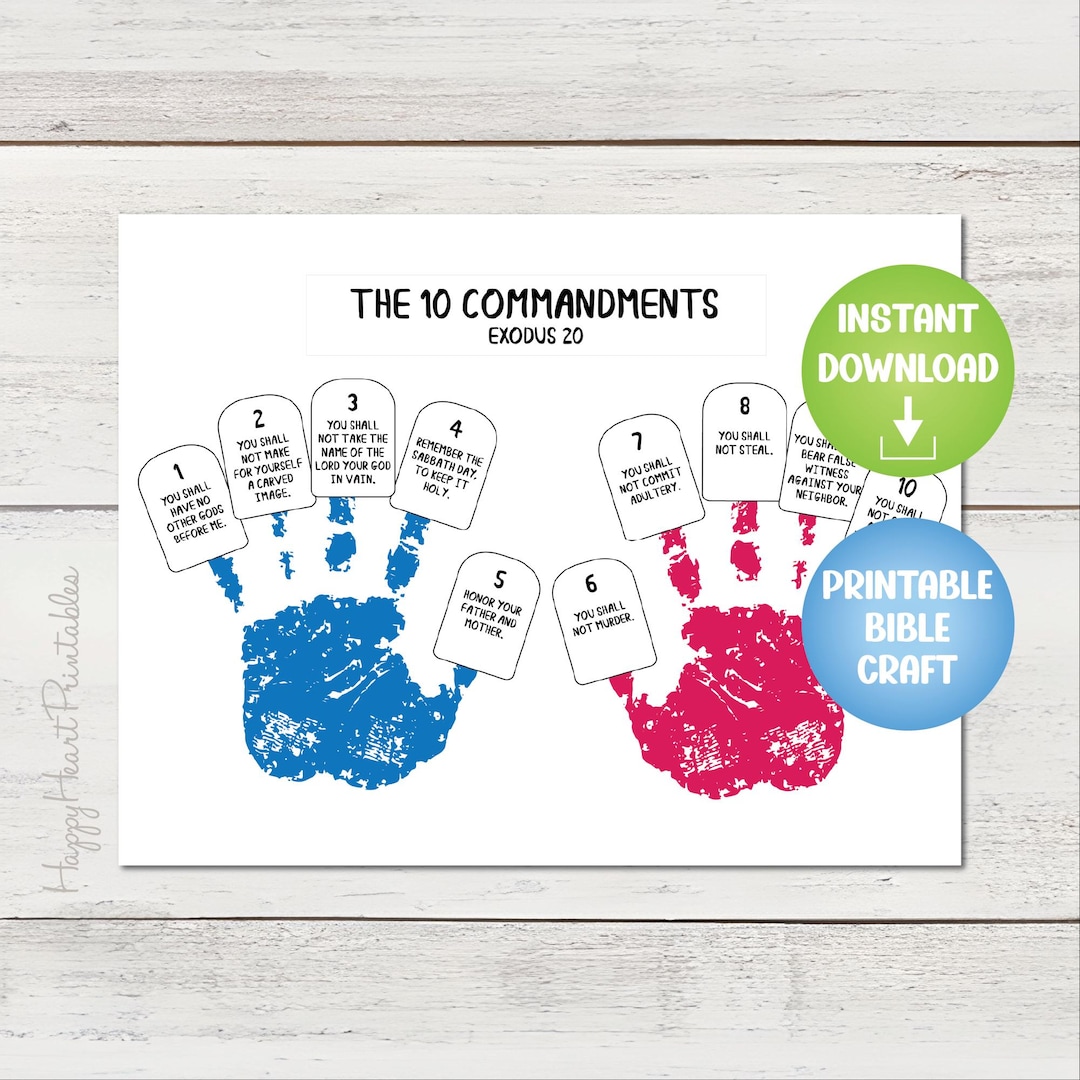 10 Commandments Handprint Craft Printable - Etsy