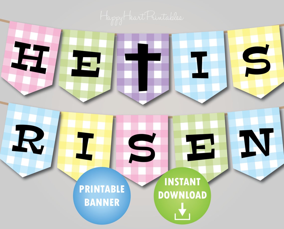 He is Risen Banner Printable Easter Banner Etsy
