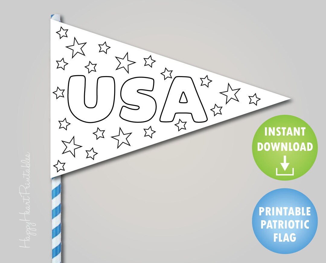 Patriotic Printable Pennant Flag - 4th of July Craft - Etsy