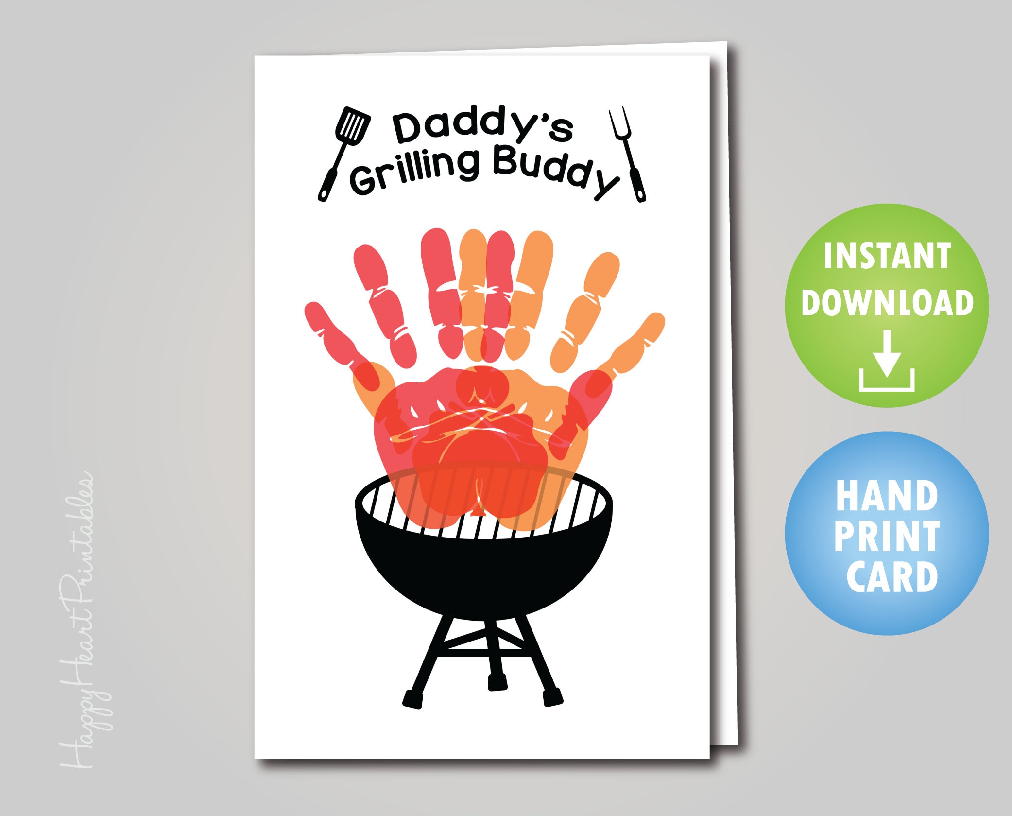 Daddy's Grilling Buddy Father's Day Handprint Card Etsy