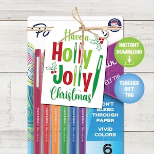 Christmas Teacher Gift Tag - Printable Gift Tag for Pens