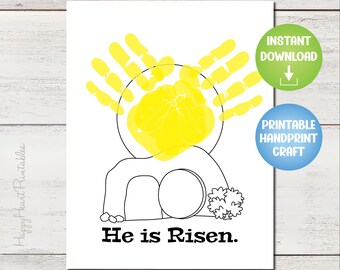 Easter Handprint Art Template - He Is Risen Craft