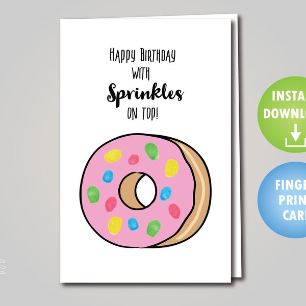 Fingerprint Donut Birthday Day Card Printable