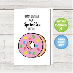 Fingerprint Donut Birthday Day Card Printable