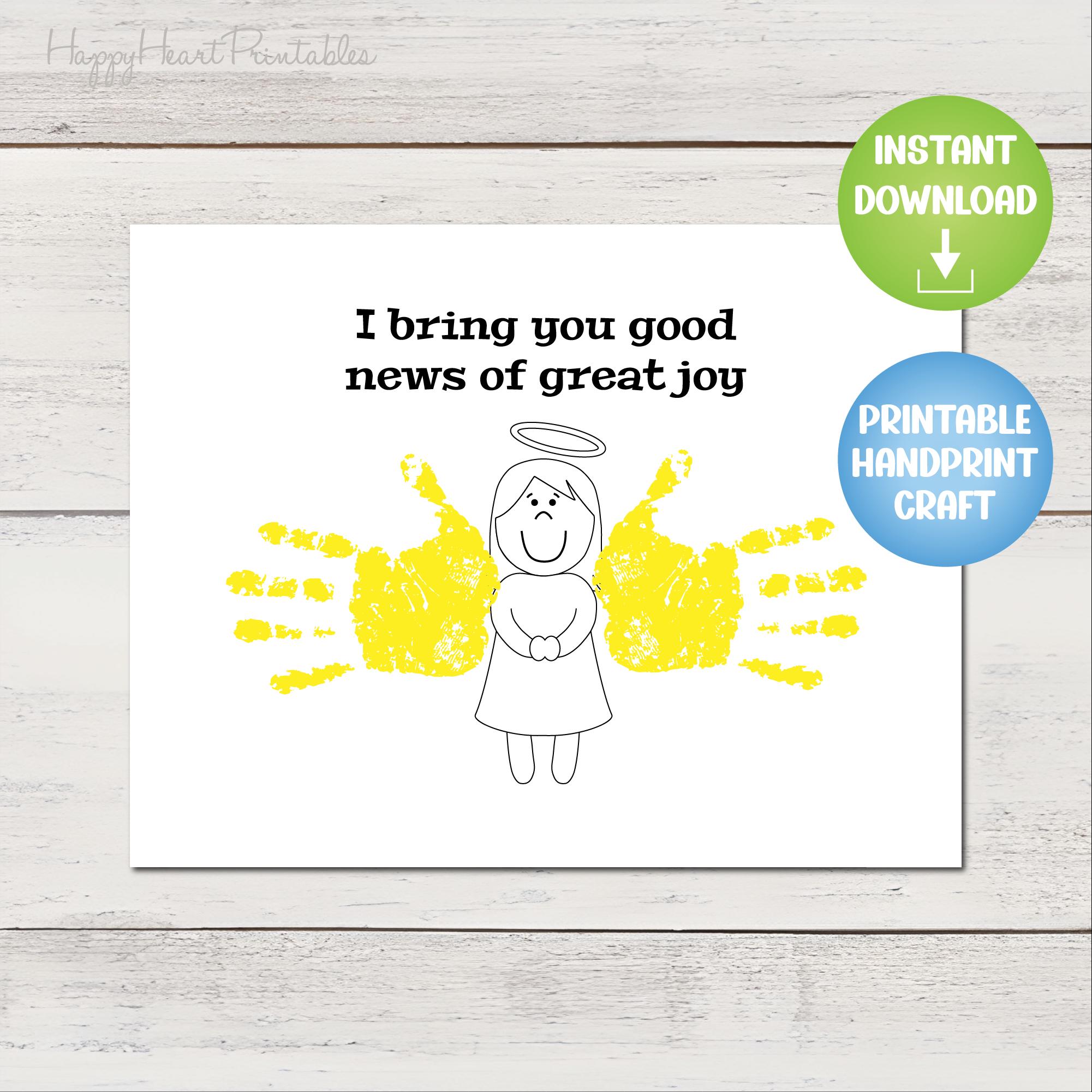 40 Sweet and Easy Angel Crafts for Kids To Make! 3 Handprint Angel Craft Printable Template - Christmas Handprint Art