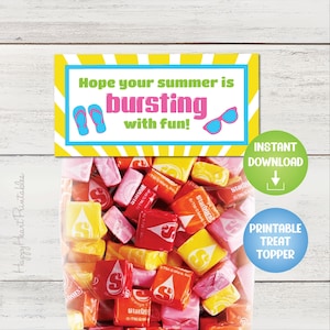 Summer Candy Treat Bag Topper