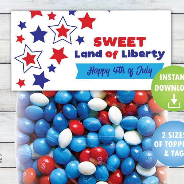 Fourth of July Treat Bag Topper - Patriotic Tag