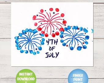 4th of July Fingerprint Art - Printable Firework Craft