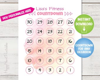 Druckbare Countdown - Personalisieren Sie für jeden Anlass