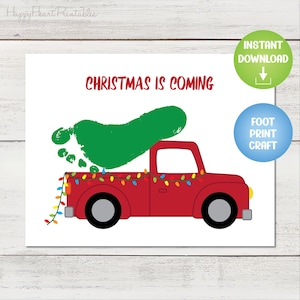 Christmas Tree Footprint Printable Craft Template - Christmas red truck craft