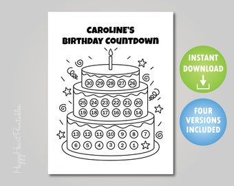 Printable Birthday Countdown - Personalize Editable PDF