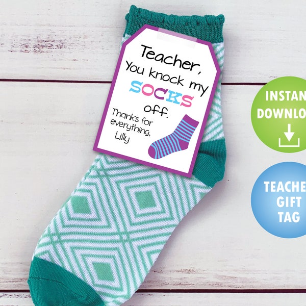 Teacher Appreciation Gift Tag - Printable Gift Tag for Socks