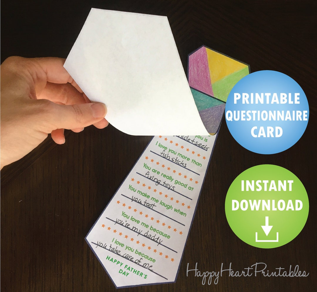 Father's Day Tie Card - Printable Father's Day Card - Father's Day ...