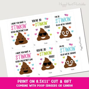 Poop Emoji Printable Valentines - Etsy