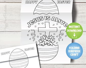Christian Easter Egg Folding Surprise Craft or Card - Jesus Is Alive