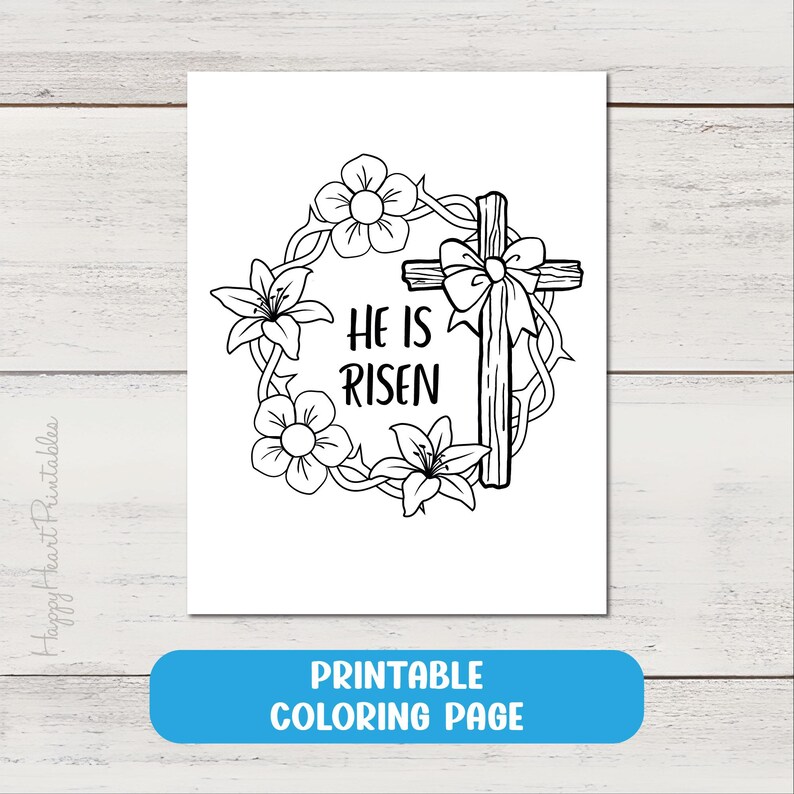 He is Risen Printable Easter Coloring Page - Etsy