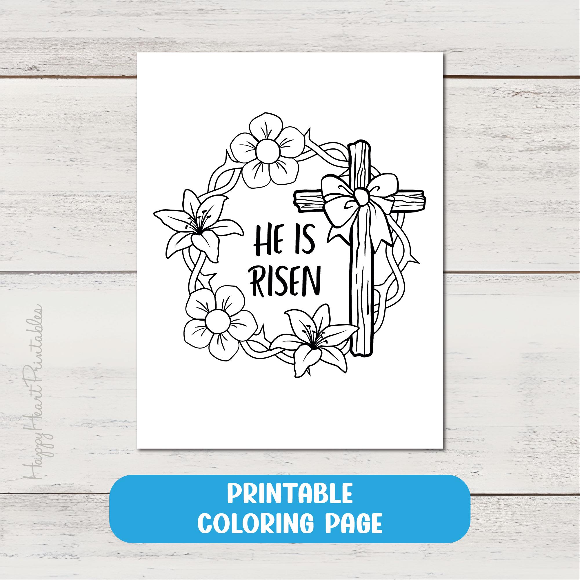 He is Risen Printable Easter Coloring Page - Etsy