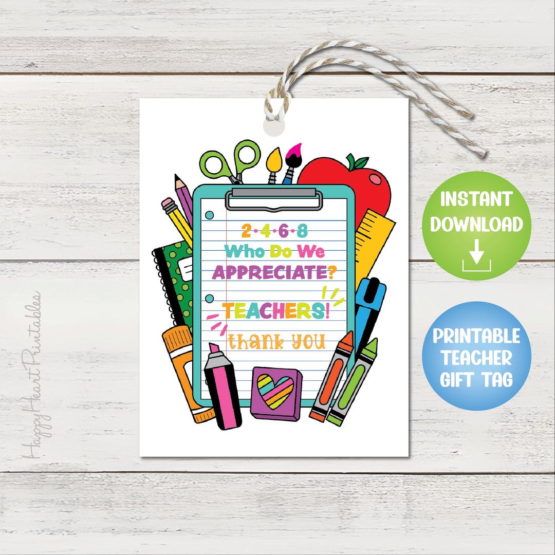 Teacher Appreciation Printable Gift Tag - Etsy