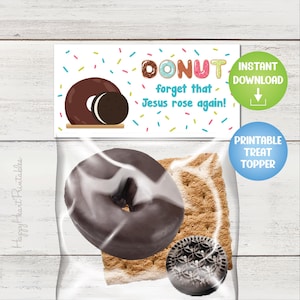 Donut Empty Tomb Treat Topper - Christian Easter Treat Topper