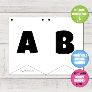 Editable Banner Template - Printable Banner Template - DIY Flag Banner