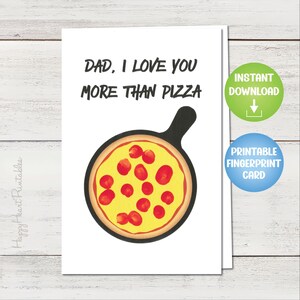 Father&#39;s Day Fingerprint Card - I Love You More Than Pizza