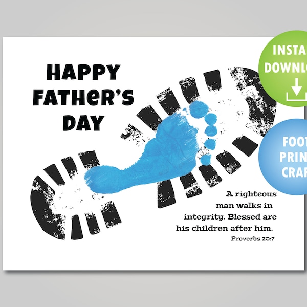 Father's Day Foot Print Shoe Craft - Proverbs 20:7