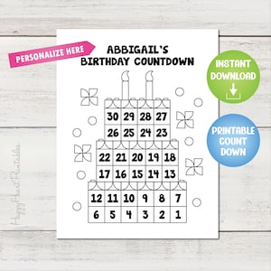 Building Block Birthday Countdown Printable - Personalize Editable PDF