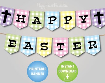 Happy Easter Printable Banner With Crosses