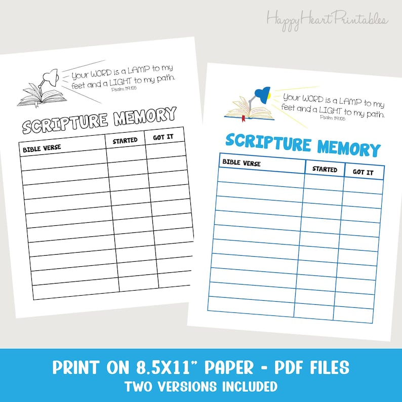 Printable Scripture Memory Chart image 2