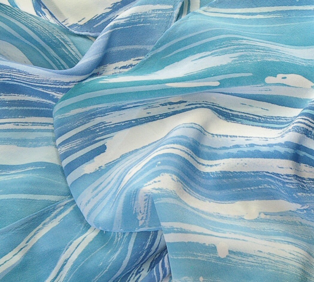 Blues Inside the Storm Hand Painted Crepe De Chine Silk - Etsy Canada