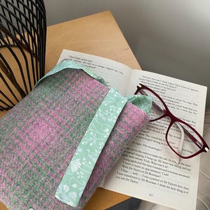 Copertina per libro, Harris Tweed, sfumatura rosa/verde, formato tascabile