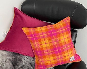 Harris Tweed Cushion Cover: Handmade Wool Pillow, Scotland