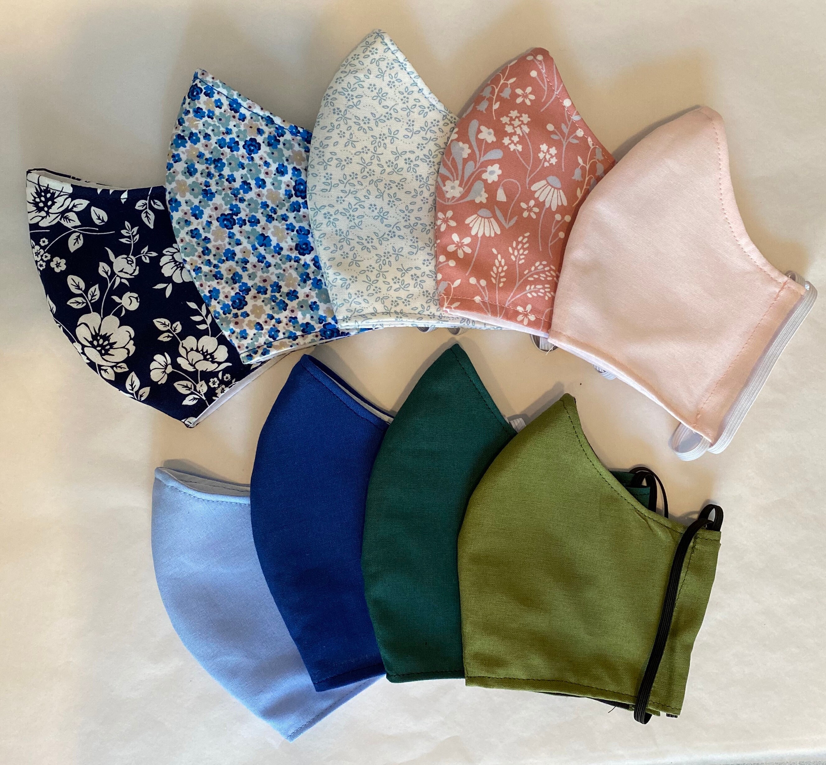 Face Mask with Filter Pocket, Washable, 100% Cotton, Handmade,