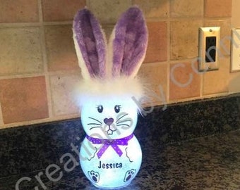 Easter bunnies, Light up Easter bunnies, Personalized Easter bunnies, Easter gifts, Easter Decor, Fishbowl Easter bunnies