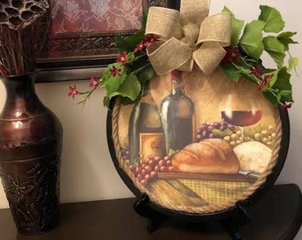 Kitchen decor, Wine decor, home decor, wall decor, table top decor, unique kitchen decor, Decorative plates,