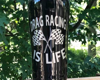 Drag racing tumbler, custom tumbler, Mens custom tumbler, Dad gifts, Mens gifts, 20 oz drag racing tumbler