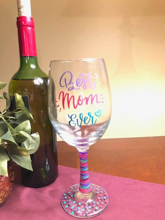Mothers Day Gift Custom Wine Glass 20oz Wine Glass Hand Painted