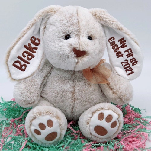 Personalized Embroidered Easter Bunny With Name Personalized Etsy