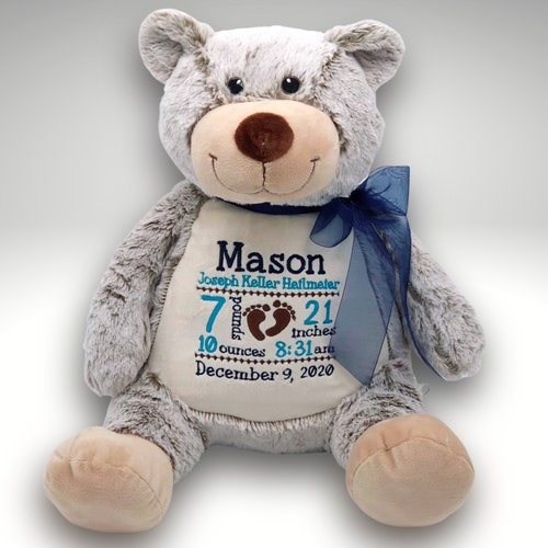 Birth Announcement Stuffed Animal Memory Bear Elephant Etsy