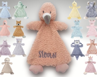 Personalized Animal Lovey with Rattle • Embroidered Lovey • Personalized Security Blanket • Personalized Baby Blankie • Monogrammed Lovey