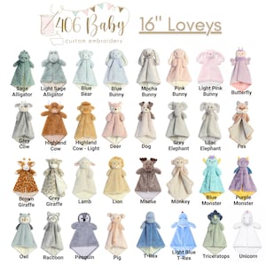 Personalized Animal Lovey • Custom Baby Lovey • Embroidered Lovey • Personalized Baby Blankie • Monogrammed Lovey • Monogram Blanket