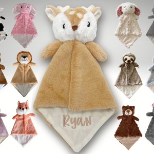 Personalized Animal Lovey • Custom Baby Lovey • Embroidered Lovey • Personalized Security Blanket • Personalized Baby Blankie • Deer Lovey
