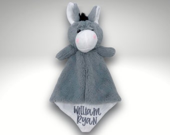 Personalized Donkey Lovey • Custom Baby Blanket • Embroidered Lovey • Personalized Security Blanket • Personalized Baby Blankie • Monogram